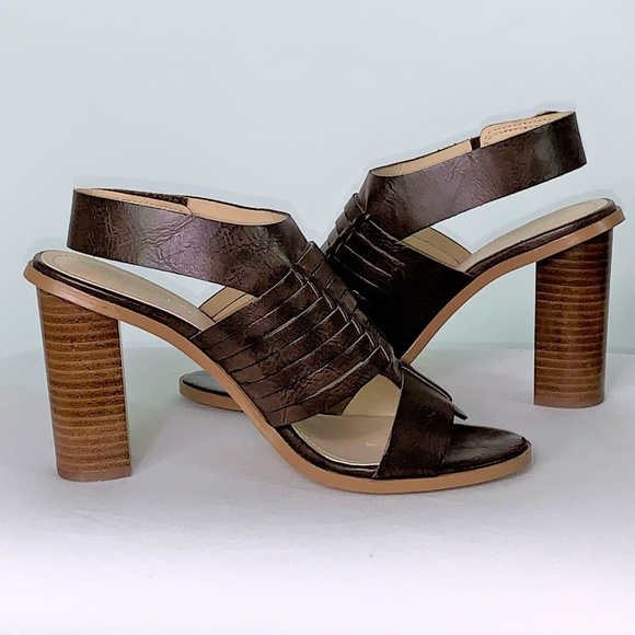 NEW Charles David Brwn Leather Heel Sandal - Picture 4 of 4